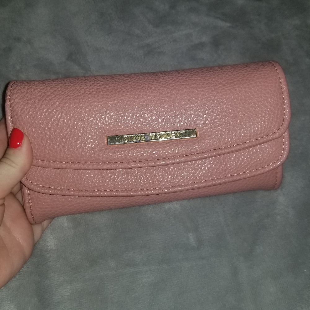 Pink double flap Steve Madden wallet